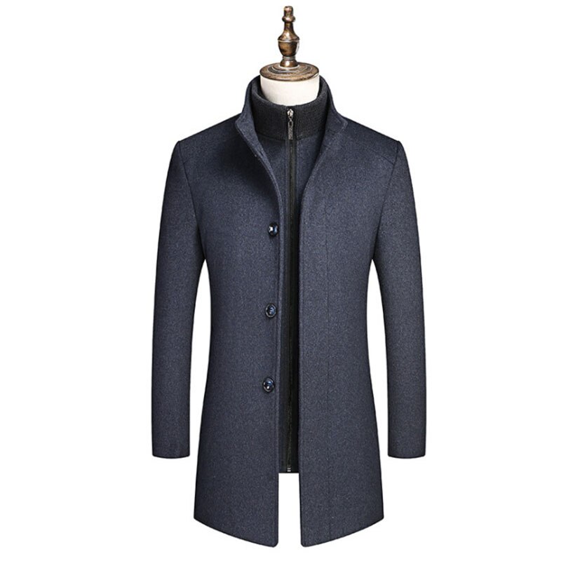 새로운 가을 겨울 남성 비즈니스 모직 코트 캐주얼 두꺼운 방풍 자켓 라이너 남성 양모 블렌드 코트 패션 오버 코트